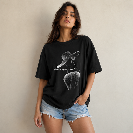 JÁURE Oversized Tee — Noir Muse